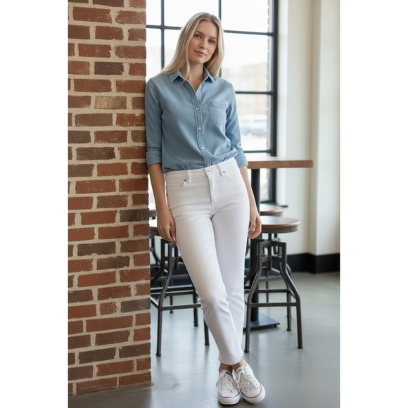 Lucky Brand Denim - Lucky Brand Size 8/31 Solid White‎ Denim Ava Mid-Rise Skinny Jeans 26" Inseam